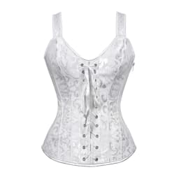 Women Corset with Straps Black Overbust Corset Plus Size Floral Jacquard Corset Zipper Top Gothic Steampunk Corset Bustier
