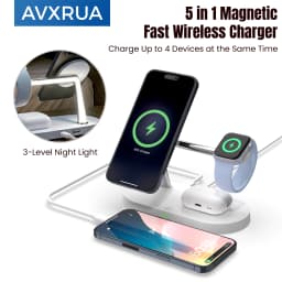 Magnetic Wireless Charger Pad Stand Foldable for iPhone 18-12 Series Apple Watch AirPods 15W Fast Charging Dock Station Light