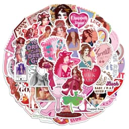 52PCS Chappell Roan Stickers Pink Exquisite Handbooks Material Phone Cases Laptop Suitcases Water Cups Waterproof Stickers