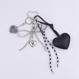 Trendy Leather Heart Bow Keychain Beaded Keyring Car Key Holder Bag Pendant Decoration for Girls Gift Purse Accessories