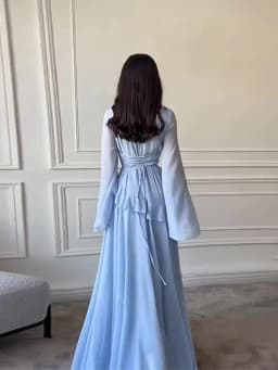 Women Solid Ruffle Chiffon Long Dress Elegant O-Neck Flare Sleeve Slim Maxi Dress 2026 New Lady Wedding Guest Evening Party Robe