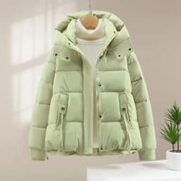 2026 Women's Winter Short Padded Coat hooded Thick Warm Loose Long Sleeve Puffer Jacket Elegant Oversized Down cotton Outerwear
