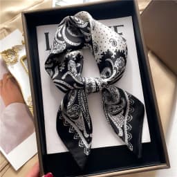 2025 New Paisley Print Small Square Scarf Soft Satin Silk-like Thin Neck Scarf Mature Style Sunscreen Headscarf For Women