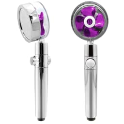 ZhangJi New Propeller Driven Shower Head with Stop Button and Cotton Filter Turbocharged High Pressure Handheld Shower Nozzle