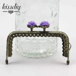 KISSDIY 10pcs 8.5CM Rose Head Pattern Purse Frame Antique Bronze Square Shape Bag Kiss Clasp Lace Metal DIY Bag Accessories