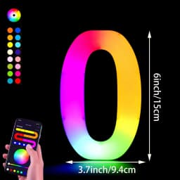 1PC Smart LED Letter Light - DIY RGB Marquee App Control Music Sync Indoor Sign Game Holiday Party Wedding Graduation Season A-Z