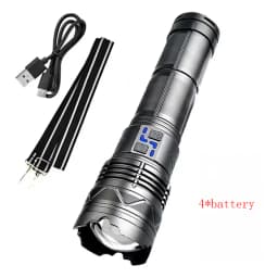 5000LM Ultra Bright Tactical Light Built-in Battery Powerful P70 LED Flashlights Emergency Spotlight Telescopic Zoom Flash Light