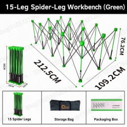 Heavy Duty Spider Workbench 3500kg Max, Folding Stand Bag, Quick Setup No Tool, Woodworking Garage Support 4 6 8 10 12 15 Legs