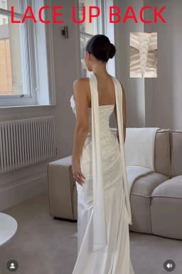 Customized Simple Pleat Strapless Mermaid Wedding Dresses With Long Scarf Elegant Long Wihte Satin Bridal Gowns