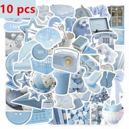 10/30/50pcs Cartoon Blue Ins Style Stickers Decals For Phone Laptop Scrapbook Skateboard Guitar DIY Graffiti Aesthetic Stickers