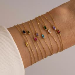 EMANCO Stainless Steel Bangle 7*3MM Square Birthstone Bracelet Sparkling High-end Rhinestone Accessories Gift