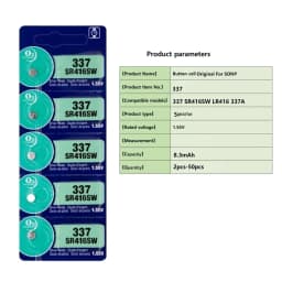 Original For SONY 2-50PCS 337 Battery SR416SW Button Cell Batteries 1.55V Silver Oxide Battery for Mini Wireless Earpiece Watch