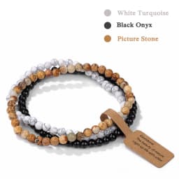 3Pcs/set Natural Green Stone Bracelet 4mm Moss Agates Black Onyx Cat Eye Beads Elastic Bracelets For Women Men Simple Jewelry