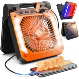 Cordless Portable Electric Fan With Led Light Tent Car Camping Hook&USB&Solar Charging For Hiking Fishing Picnic Emergency