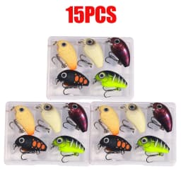 HENGJIA 5pcs 1.5g-2g 3cm Mini Crankbait Kit Artificial Wobblers Hard Bait Bass Trout Fishing Lure Tackle Pesca Peche Truite