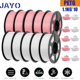 JAYO 10 Rolls PETG Filament 175mm 3D Printing No Bubbles No Drawing Smooth Multiple Colors Optional for 3D Printing 1.1kg/1roll
