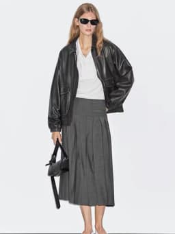 High Intelligence Fashion Commuter Style Midi A-Line Pleated Skirt for Women mid Waist Polyester Fiber Micro Stretch Casual