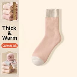 Winter Thicken Fleece-lined Plush Socks for Women Terry Long Sock Cold-resistant Warm Mid-calf Socks Pink Girl Thermal Footwear