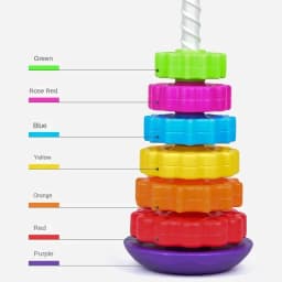 Montessori Rotating Rainbow Tower Baby Stacking Puzzle Toys Children Develop Motor Skills Game Spinning Stacking Toys Kids Gift