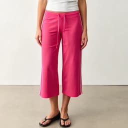 Women Y2K Side Stripe Cropped Wide Leg Pants Drawstring Waist Capri Trousers Casual Sporty Streetwear Preppy Aesthetic Sweatpant