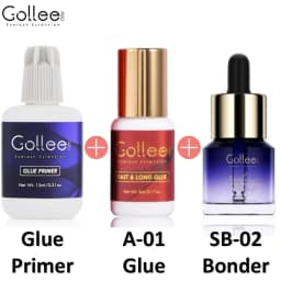 Gollee Quickly Dry Eyelash Extension Glue Lash Primer Super Bonder 0.5 Sec Fast Drying 6-8 Week Black Adhesive Professional Use