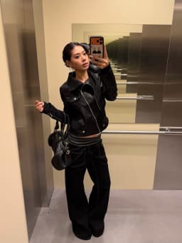 American Style Retro Light Deconstructed Design Flip Collar PU Leather Jacket Women's Short Fashion Motorcycle Jacket