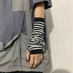 Black Punk Long Fingerless Gloves Cuff for Women Men Outdoor Hip-hop Glove Elbow Mittens Cool Stretch Winter Arm Warmer Mitten