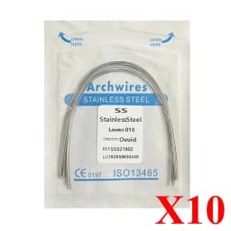 10pack AG Dental Arch Wires Orthodontic Super Elastic NITI Round Rectangle Archwire Lower/Upper 012/014/016/018/020/16x16/16x22