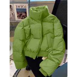 Elegant Pink Short Cotton Jacket Women's plus Size Bread Coat Winter New Style Commute Straight Tube Long Sleeve Zipper Pure ...