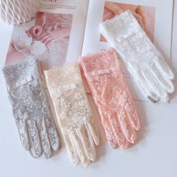 Summer New Thin Lace Sun Protection Anti-UV Gloves Elegant Jacquard Pattern Lady Riding Drive Non-Slip Breathable Mittens