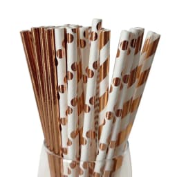 Paper Straws Garden Flower Foil Gold Disposable Drinking for Birthday Wedding Deco Christmas Party Restaurant Event Supplies