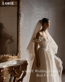 LORIE Vintage Ivory Wedding Dresses Pleats Off The Shoulder Bride Prom Gown Draped A-Line Bridal Gowns Customized