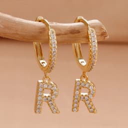 Nidin Hot Sale Initial A-Z Letters Mini Small Hoop Earrings Gold Color Zircon Jewelry Alphabet Fashion Christmas New Year Gift