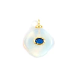 1 Piece Cubic Zirconia & Natural Stone Geometric Charms Round 18K Gold Plated Pendants For DIY Necklace Bracelet Jewelry Making