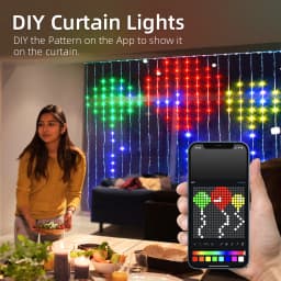 400 LED USB Curtain Lights Colorful Fairy String Lights with DIY Text & Patterns,Music Mode for Bedroom Decor
