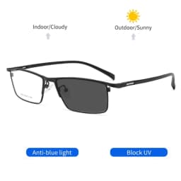 KOCOLIOR Full Frame Titanium Anti Blue Light Reading Glasses Men Ultralight Business Presbyopia Eyeglasses Photochromic Readers