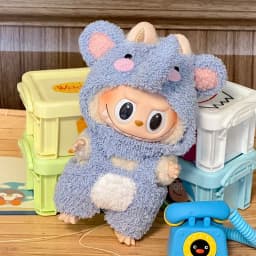 17cm Mini Doll'S Clothes Outfit Accessories for Labubu V1 V2 Striped Overalls Cool Handsome Clothing Gift