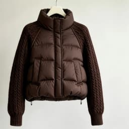 KUCLUT 2026 Winter New Fashion Knitted Patchwork Sleeve Short Cotton Jacket For Women Stand Collar Loose Short Coat 1A4295