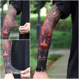 Ultra thin seamle Tattoo Flower Arm For Men Women Cool Travel Cycling Elastic Scratch Resistant Sunscreen Arm Sleeves Accessorie