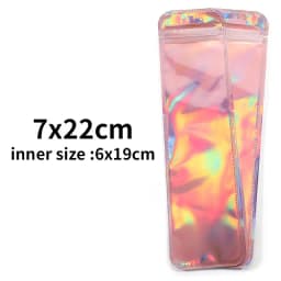 50pcs Long Iridescent Ziplock Bag Transparent Laser Plastic Seal Bags for DIY Jewelry Display Handicrafts Nail Eyelash Packaging