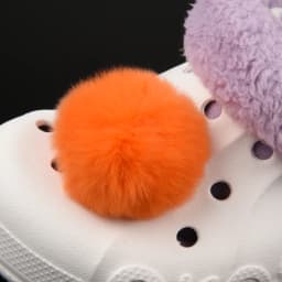 Single Sale Real Fur Pompom Fluffy Shoe Charms Multi-color Plush Ball Shoes Accessories Boys Girls Garden Sandals Decorations