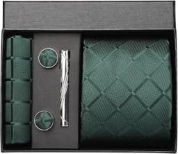 Luxury 8CM Men Silk Necktie Plaid&Check Ties Pocket Square Cufflink Tie Clip Gift Box Set For Man Groom Formal Business Jacquard
