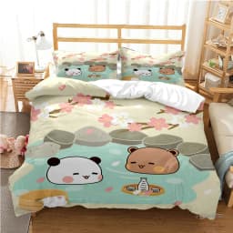 Cute Bubu Dudu Cartoon Bear Panda Duvet Cover Kawaii Bedding Sets Soft Quilt Cover and Pillowcases Single/Double/Queen/King Kids