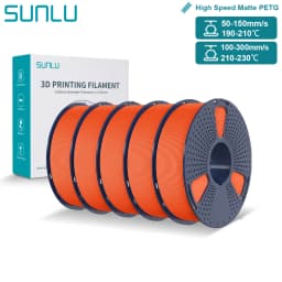 SUNLU High Speed Matte PETG Filament 1.75mm High Toughness Easy Print Fast 3D Printing Material Durable Smooth Finish 1KG Spool