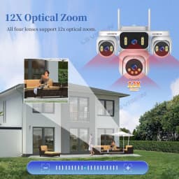 LS VISION 20MP 12X Optical Zoom Four Screens AOV 4G Solar Camera Outdoor 4-Lens 24/7 Video Recording Auto Tracking CCTV Cameras