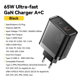 Essager 65W GaN Charger USB PD Type C Fast Charging Phone Adapter QC3.0 For iPhone 16 Pro Max Samsung Galaxy S23 Xiaomi Huawei