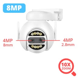 8MP 4K IP Camera Wifi PTZ Dual Lens 2.8mm 8mm 10x Digital Zoom 4MP Outdoor Surveillance Security CCTV Video CamHipro CamHi Cam