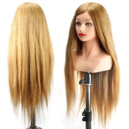 Training Head Wirh Shoulder 28inch Mannequin Head Professional Dolls Head For Cosmetology Manikin Salon Tools Brown Golden
