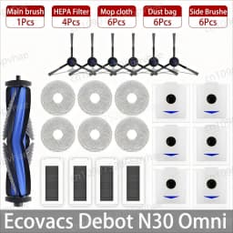 Ecovacs Debot N30 Omni / N30 Pro Omni Robot Vacuum Replacement Part Accessory Main Side Brush Hepa Filter Mop Dust Bag