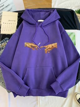 Hoodies Women's Two Hands And a Cigarette Graphic Print Hoodiest Thirteen Colors Harajukua Style Casual Top Women Street Style